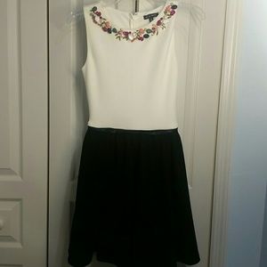 Black and white embellished skater dress